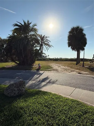 a view of a lake with palm trees