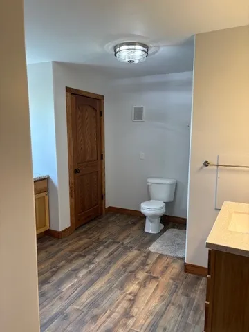 a bathroom with a toilet and a sink