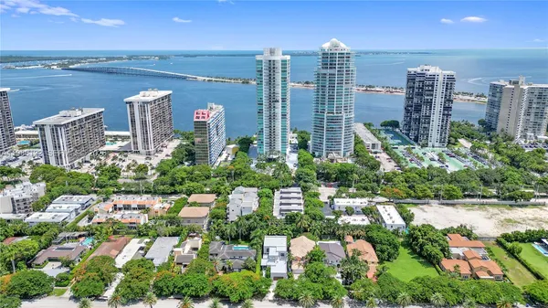 a view of a city with tall buildings