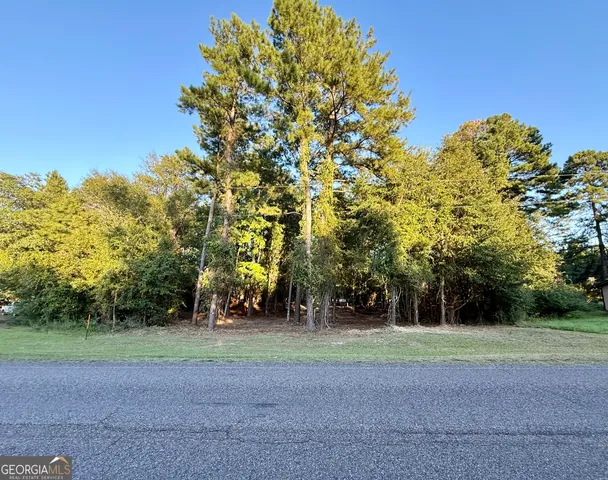 a view of a field with trees