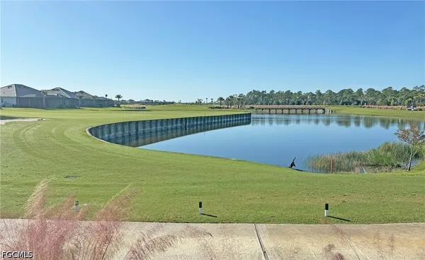 a view of a lake with a city view
