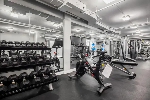 a view of a room with gym equipment