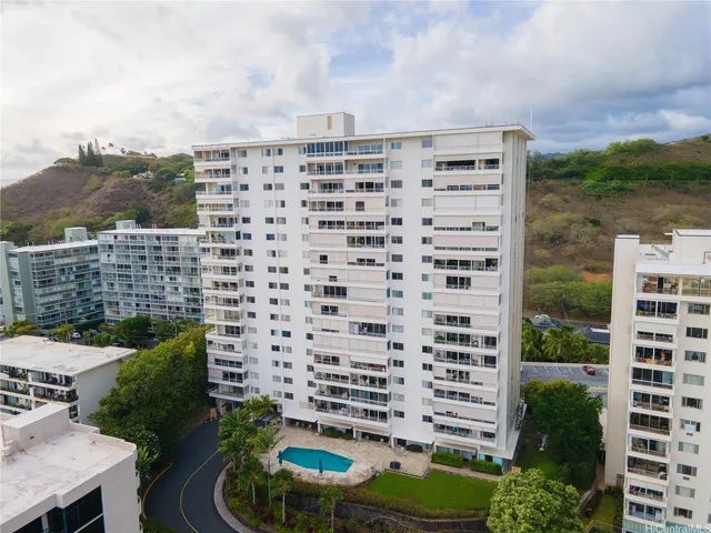 a view of a city with tall buildings