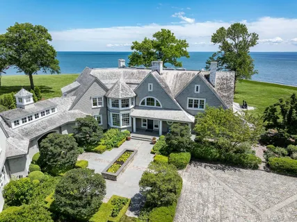 an aerial view of a house