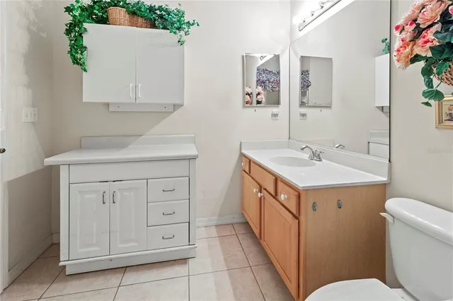 a bathroom with a sink a vanity and a toilet
