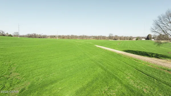 a view of a green field with clear sky