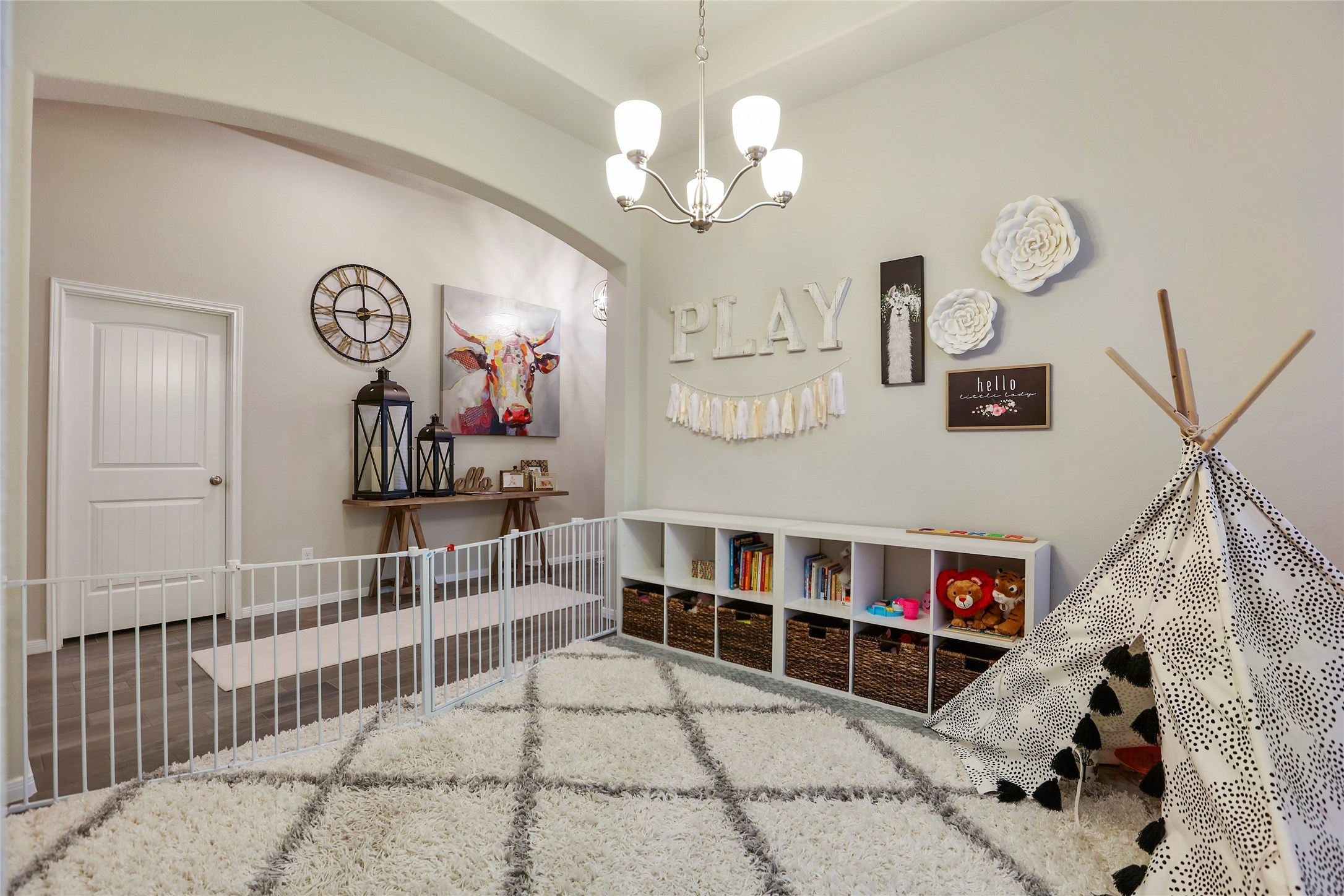 14141 Isle Royal Lane Conroe, TX 77384 - Photo 8 of 39 a view of a hallway with entryway wooden floor and front door