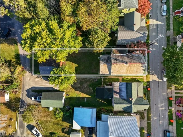 a view of building and street