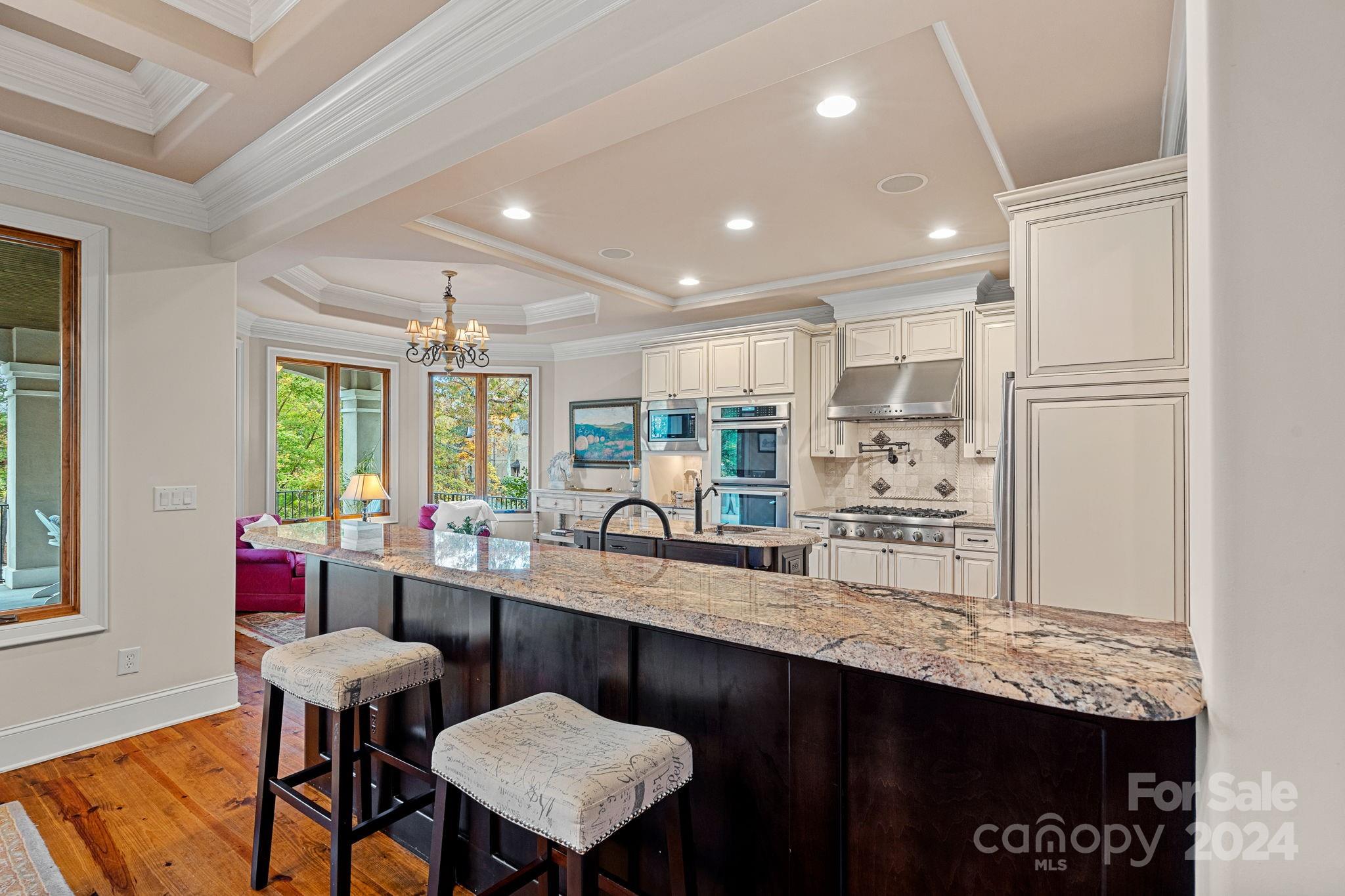 2017 Brawley School Road Mooresville, NC 28117 - Photo 11 of 43 a kitchen with stainless steel appliances granite countertop a table chairs sink and cabinets