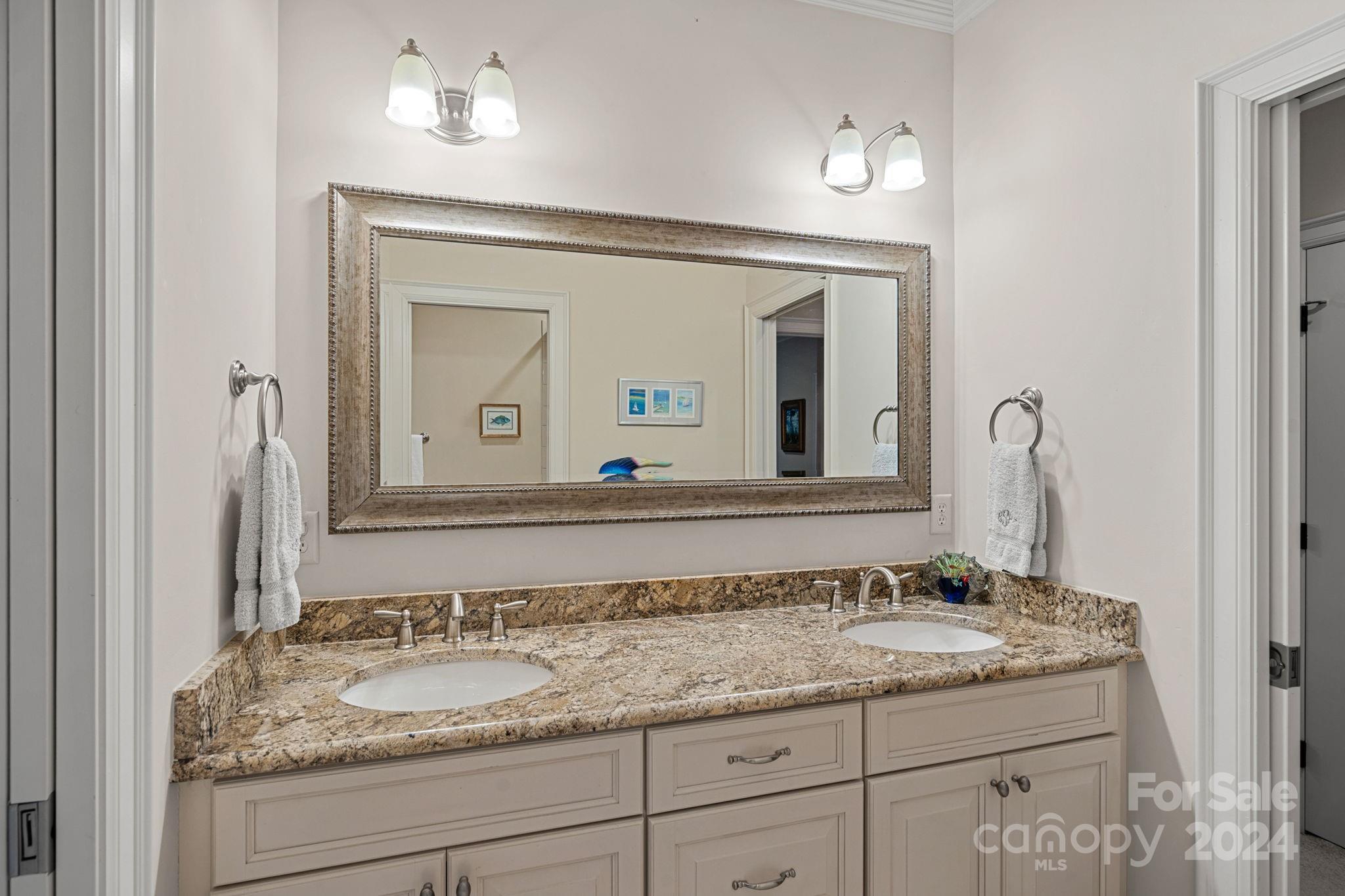 2017 Brawley School Road Mooresville, NC 28117 - Photo 21 of 43 a bathroom with a granite countertop sink and two mirror