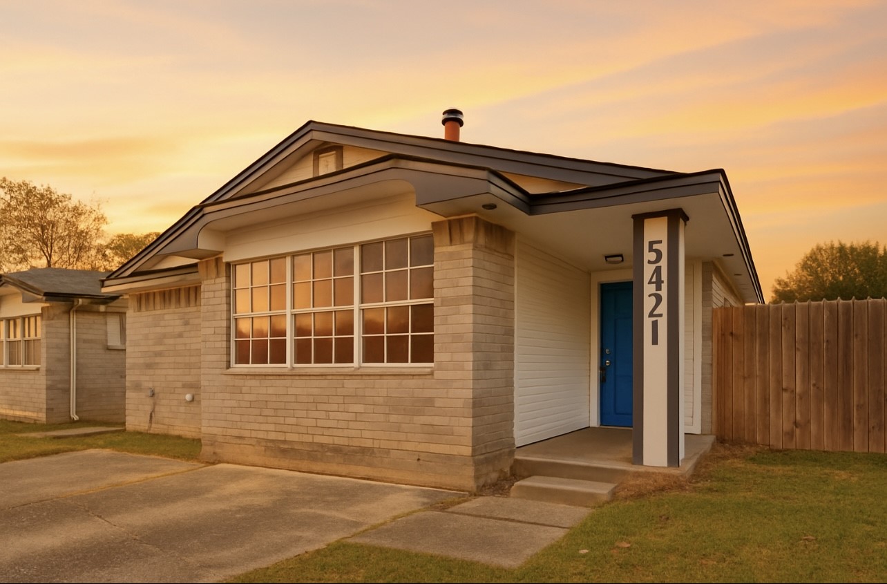 a front view of a house with a garage