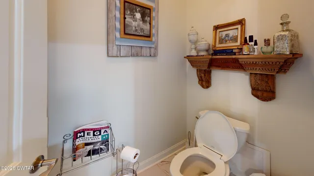 a bathroom with a toilet a sink and mirror
