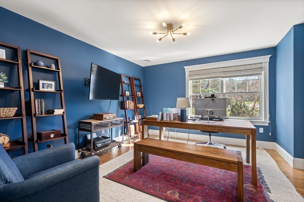 33 Centre Street Dover, MA 02030 - Photo 16 of 32 a living room with furniture and a flat screen tv