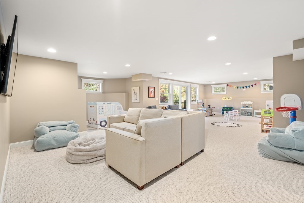 33 Centre Street Dover, MA 02030 - Photo 24 of 32 a living room with furniture and a flat screen tv