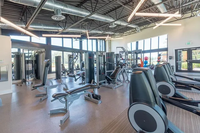 a view of a room with gym equipment