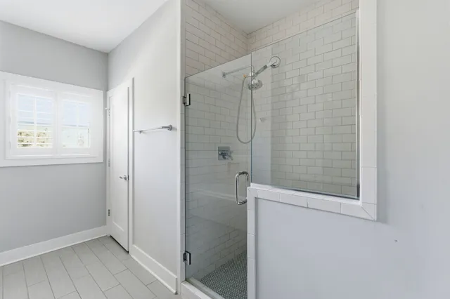 a bathroom with a bathtub