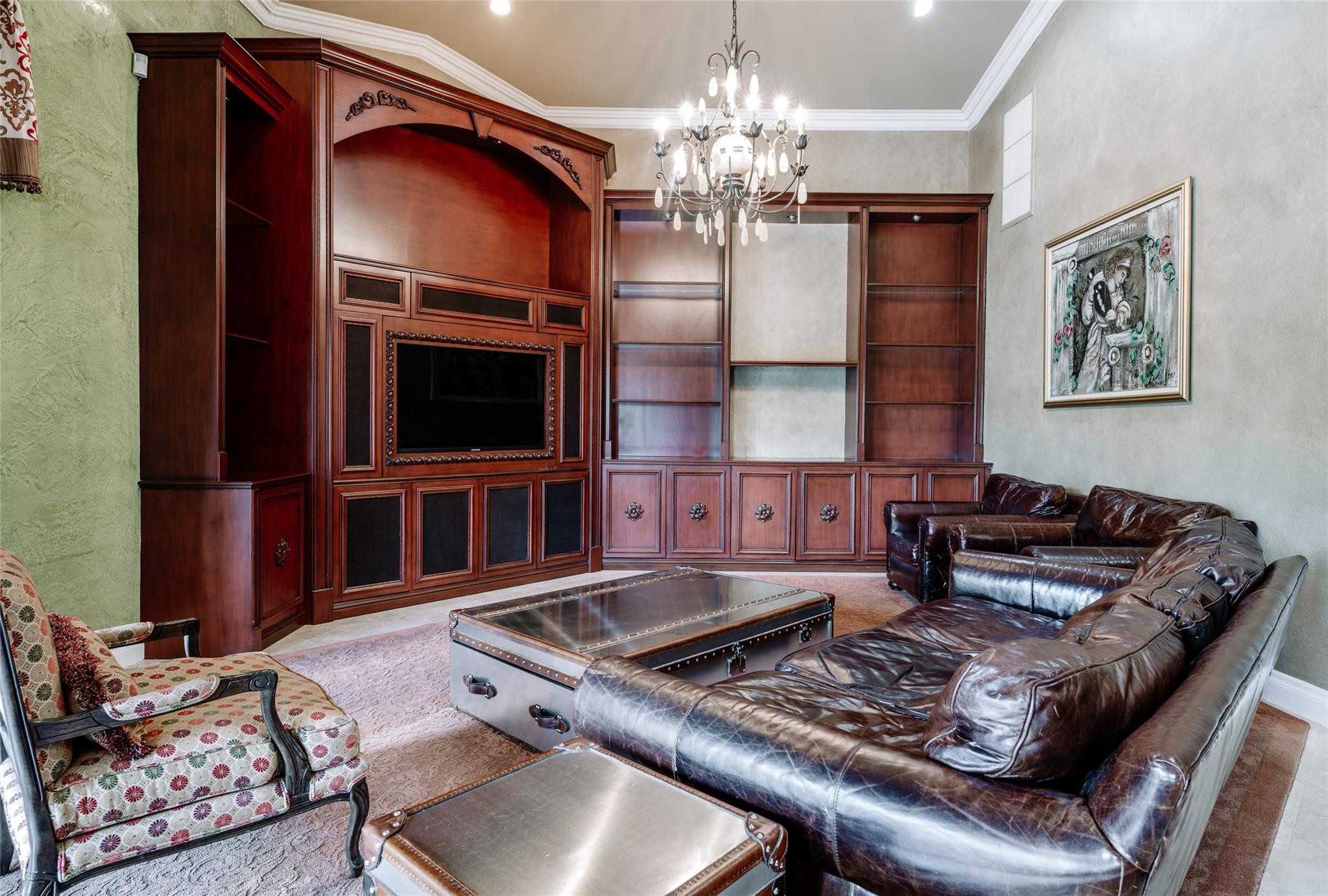 3220 Paddock Road Weston, FL 33331 - Photo 15 of 59 a living room with furniture and a chandelier