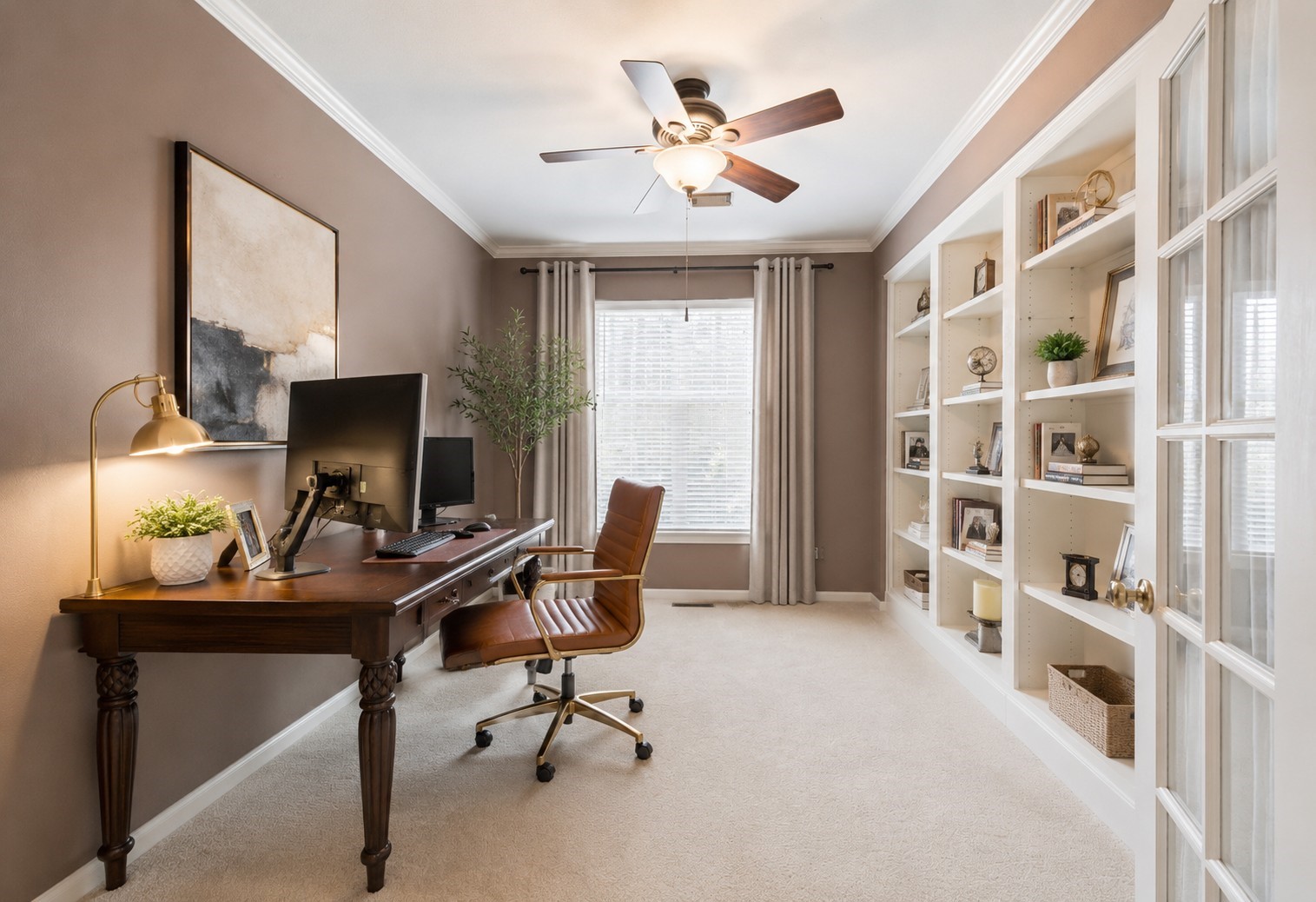 25447 China Springs Spring, TX 77373 - Photo 3 of 46 Whether working remotely, managing a busy household, or pursuing a personal project, this large, private office, complete with built-in shelving and elegant French doors, offers the ideal quiet space to remain focused and productive. Virtually staged.