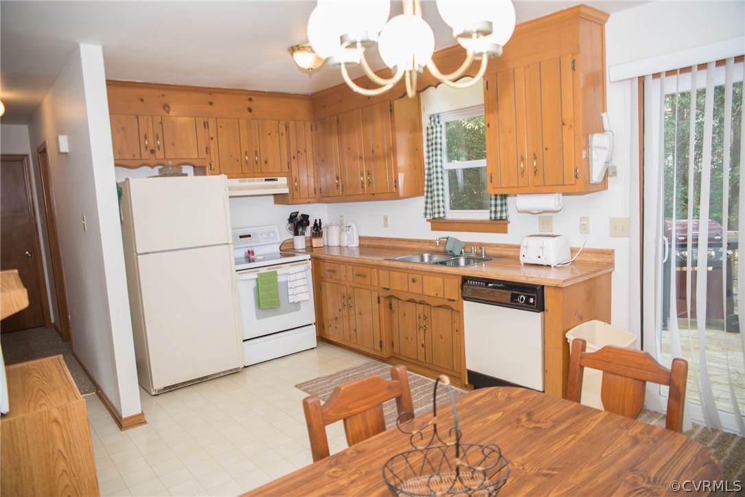 3206 Roland View Terrace Chester, VA 23831 - Photo 8 of 29 a kitchen with a sink a refrigerator a stove a dining table and chairs