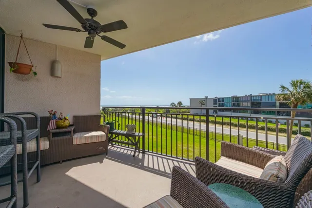 a view of lake from a balcony