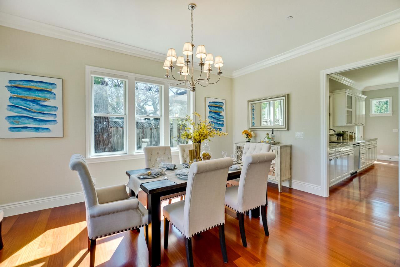 1650 Crestview Drive Los Altos, CA 94024 - Photo 14 of 50 a view of a dining room with furniture wooden floor and chandelier
