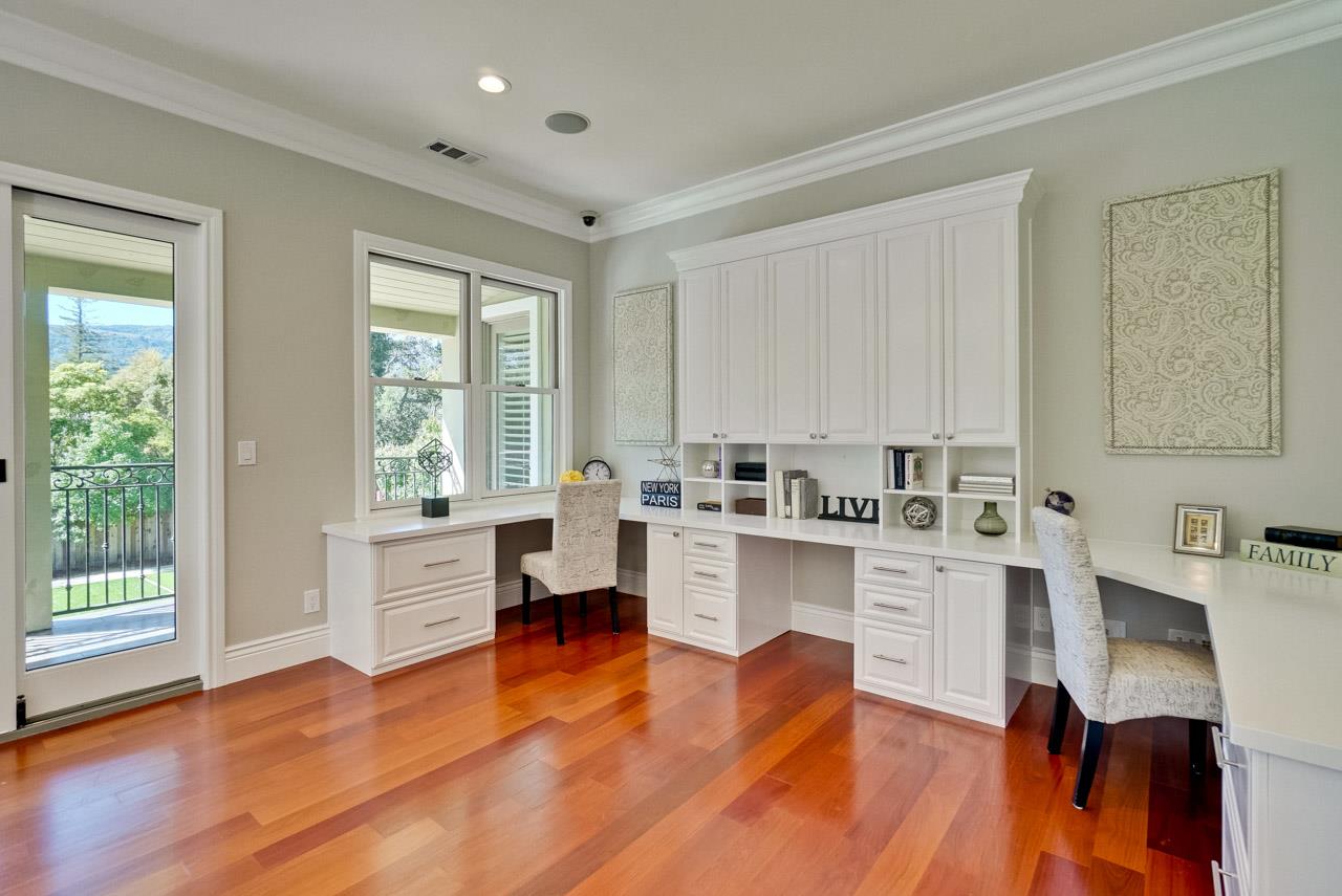 1650 Crestview Drive Los Altos, CA 94024 - Photo 28 of 50 a large white kitchen with wooden floor and a large window