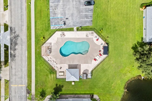 an aerial view of a house