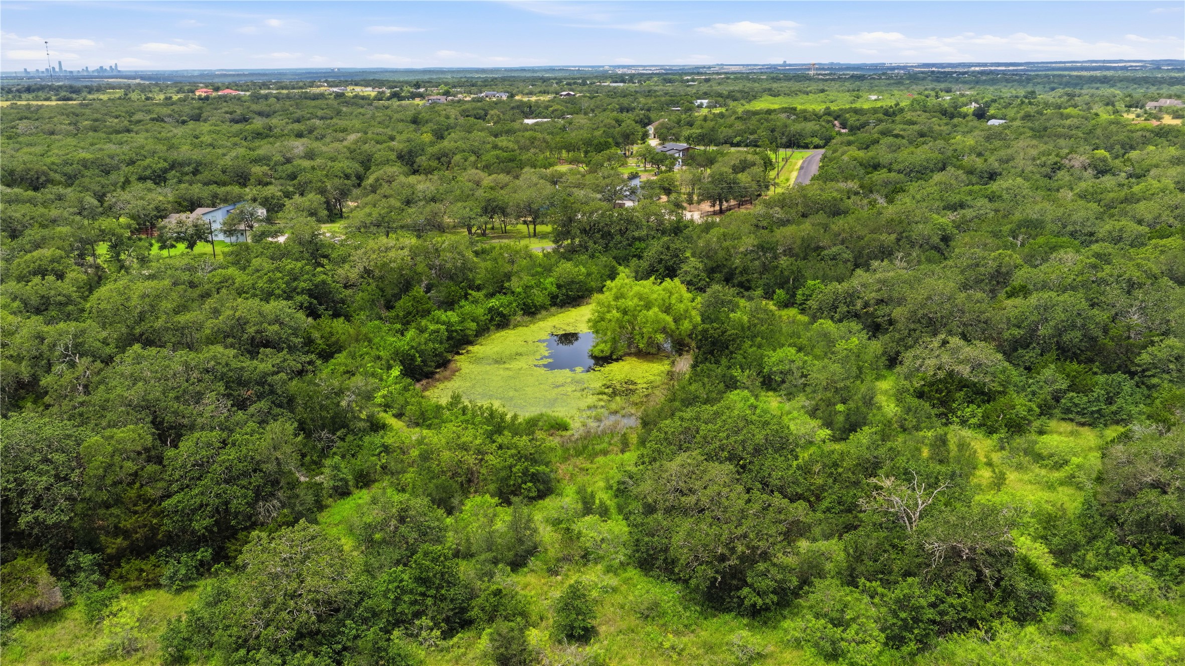 10312 Parsons Road Manor, TX 78653 - Photo 12 of 26 A private pond nestled within a verdant, wooded landscape offers a serene natural escape.