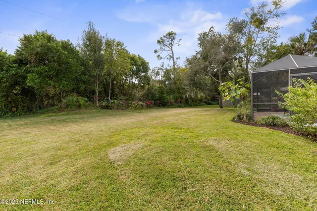a view of a yard with a tree