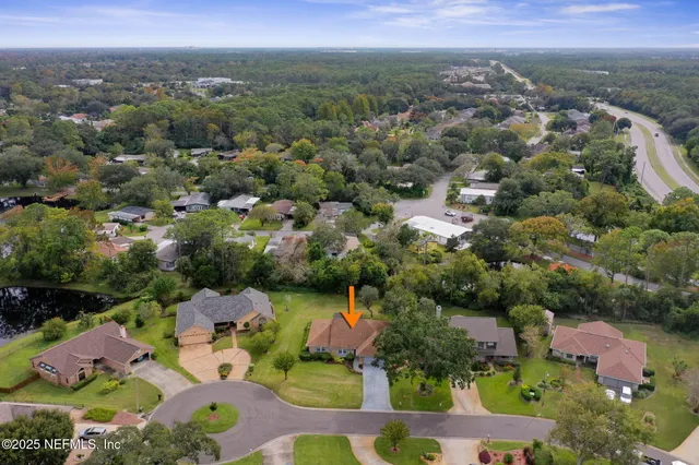 an aerial view of multiple house