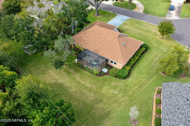 an aerial view of a house