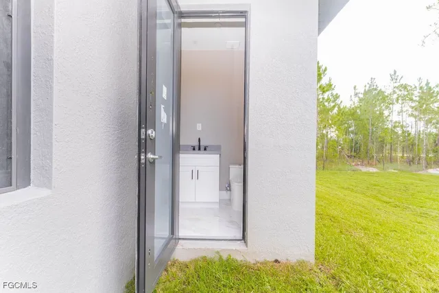 a view of bathroom from window