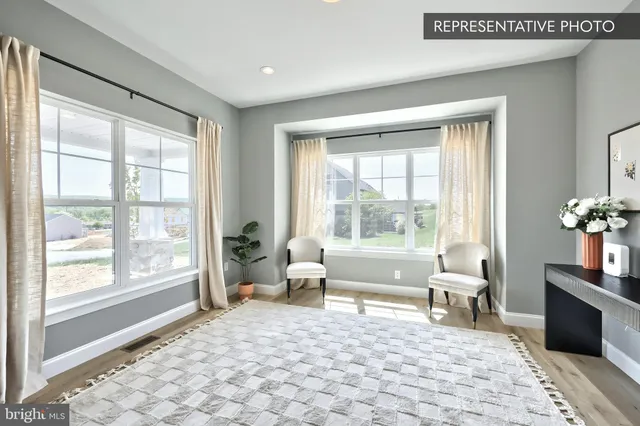 a living room with a large window