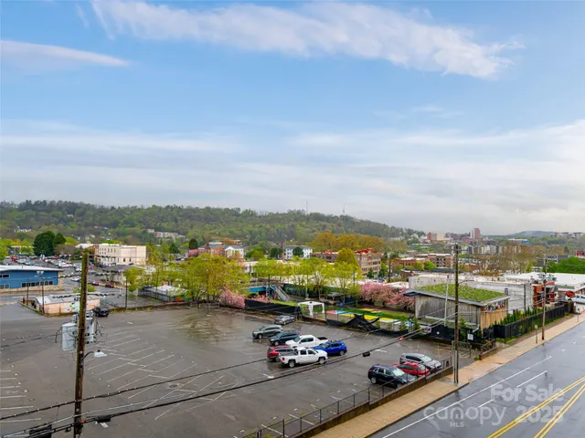a view of a city from a balcony