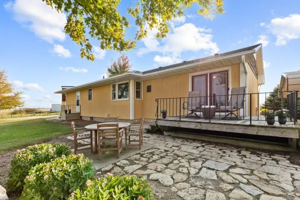 a outdoor view with a sitting space