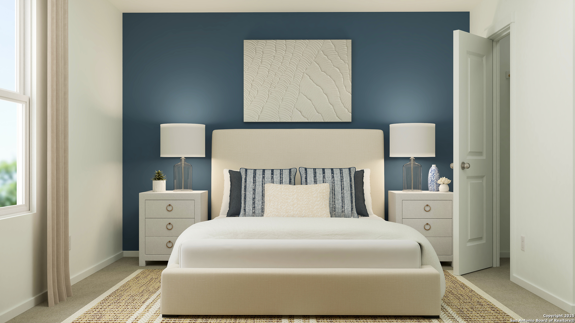 141 Pastar Falls Seguin, TX 78155 - Photo 16 of 27 a bedroom with a bed and a night stand