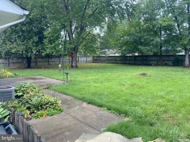 a view of a garden with a slide