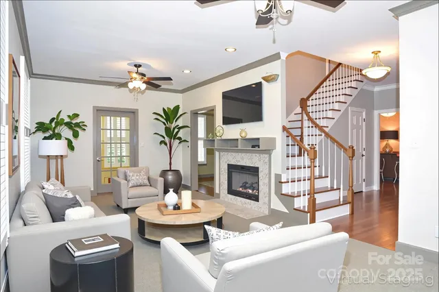 a view of livingroom with furniture and fireplace