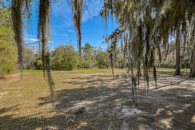 a backyard of a house with lots of green space