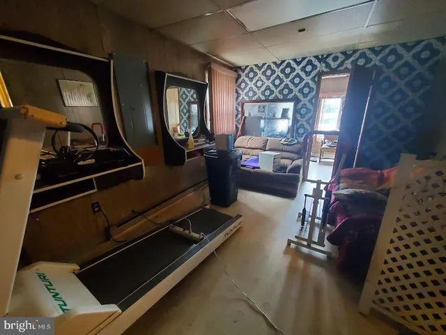 a room with gym equipment