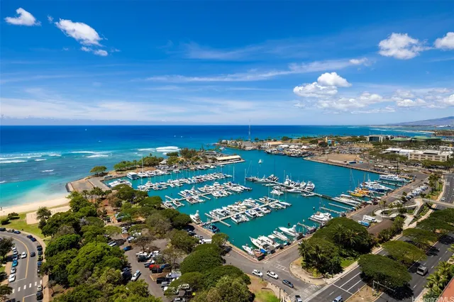 a view of a city with ocean view