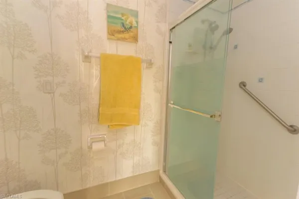 a bathroom with a shower