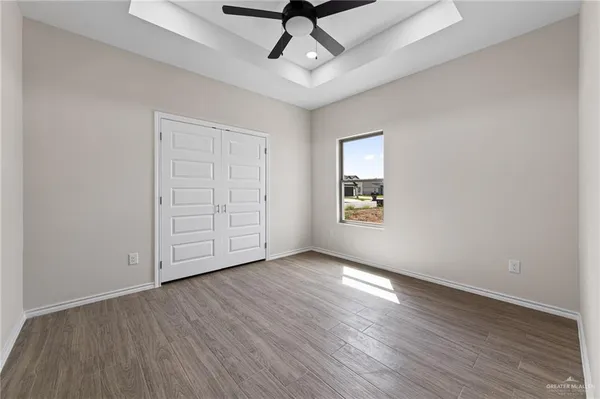 an empty room with closet