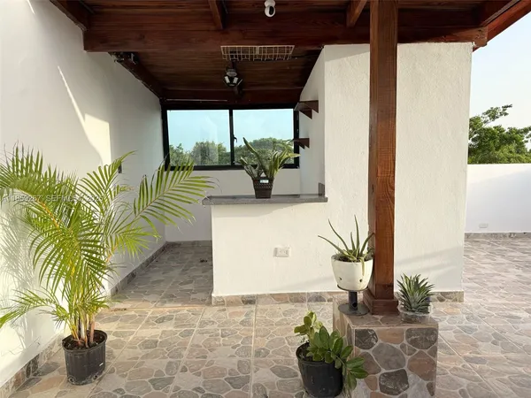 a living room with patio