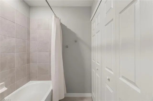 a bathroom with a bathtub