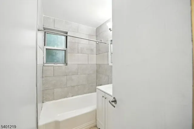 a bathroom with a bathtub