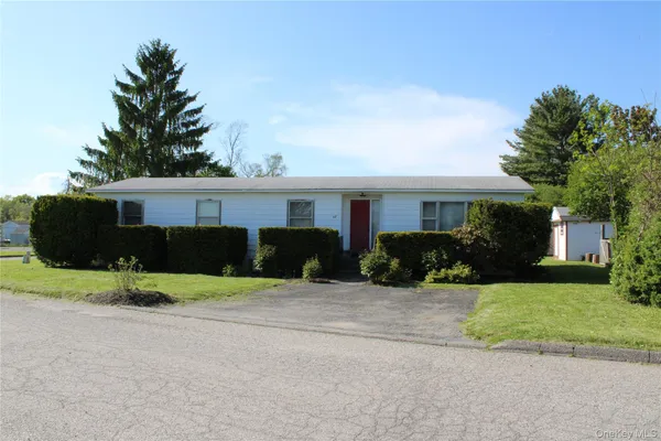 a front view of a house with a yard and a garage