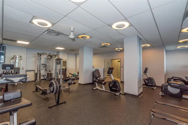 a view of a room with gym equipment