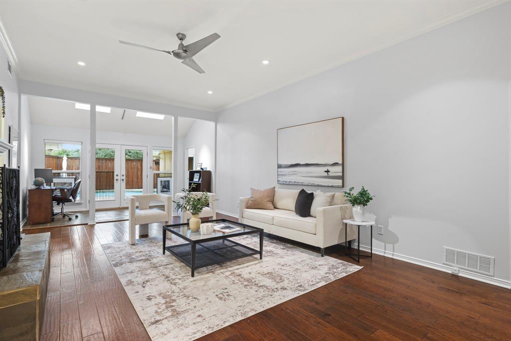 16707 Rustic Meadows Drive Dallas, TX 75248 - Photo 6 of 33 a living room with furniture and wooden floor