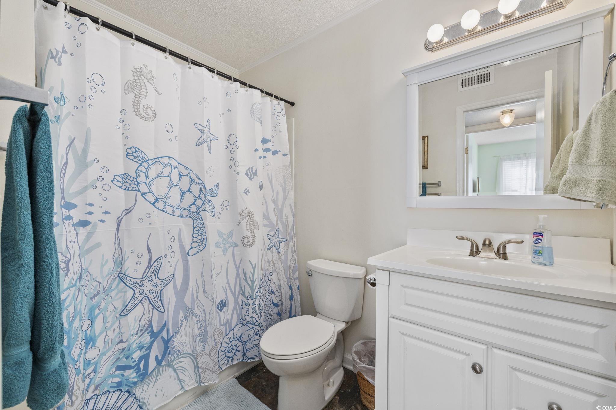 1356 Glenns Bay Road, Unit E 204 Surfside Beach, SC 29575 - Photo 12 of 27 Bathroom with toilet, a textured ceiling, ornament